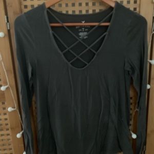 american eagle lace up long sleeve